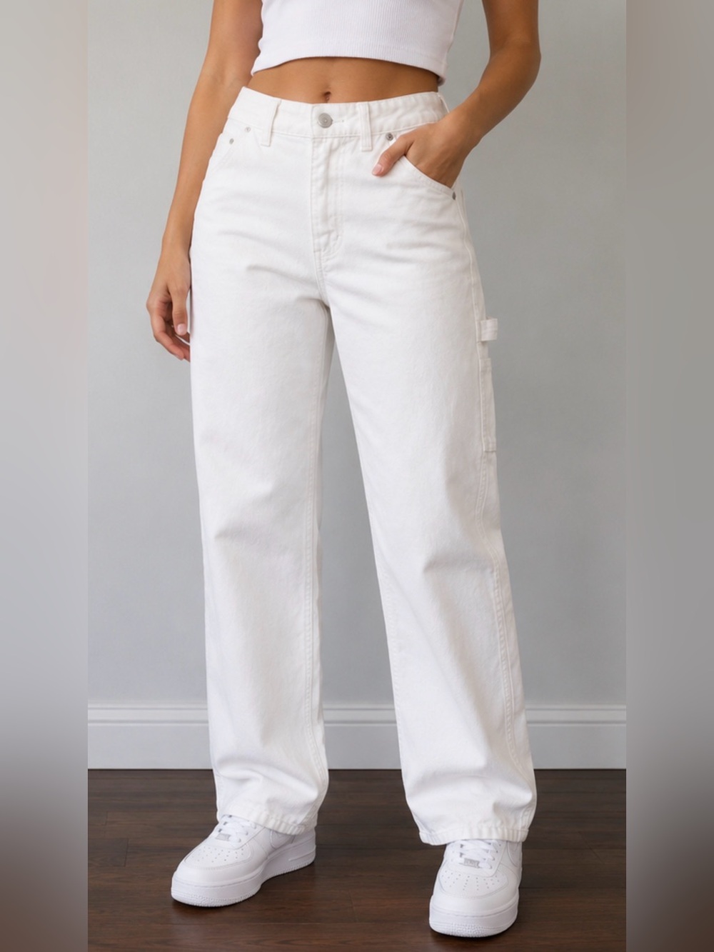 BDG High Rise Carpenter Jeans White Size 28 Utility Workwear Pants